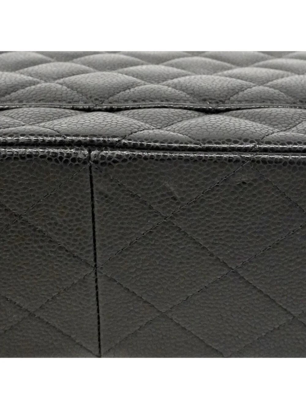 Chanel Shoulder Bag Maxi Quilted Caviar Leather Black Gold